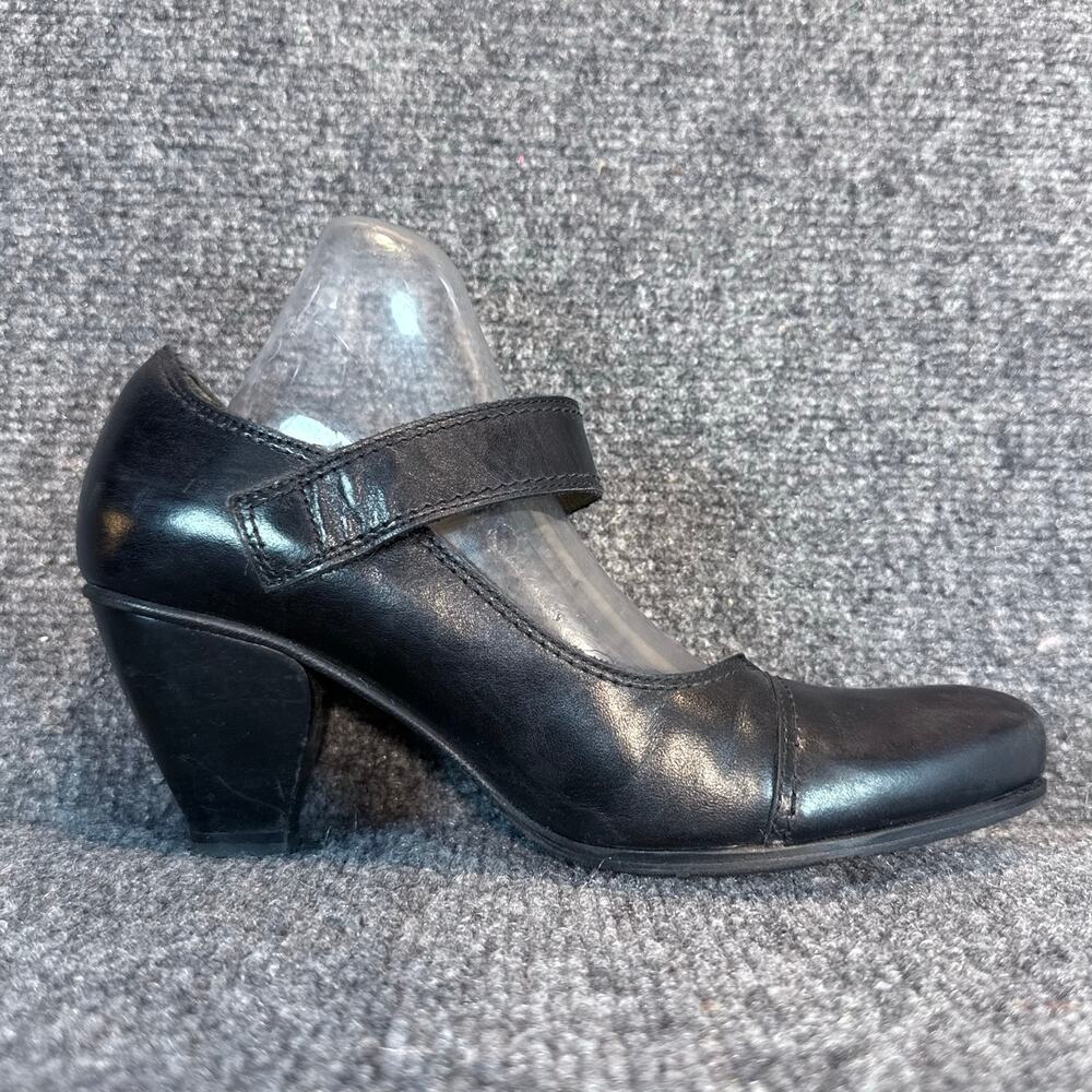 Fidji Black Leather Mary Jane Pumps Shoes Heels Womens 6 EU 36.5 Professional - Picture 2 of 10